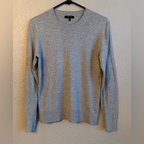 Quince Lightweight Cotton Cashmere Crew Sweater Medium Heather Grey Classic - Picture 2 of 6